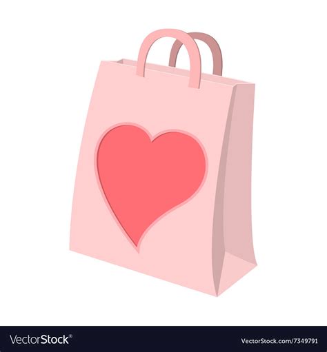 Paper Shopping Bag With Heart Cartoon Icon Vector Image