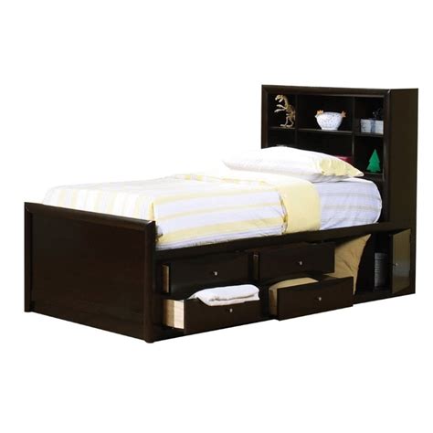 Coaster Phoenix Wood Full Bookcase Bed With Underbed Storage In