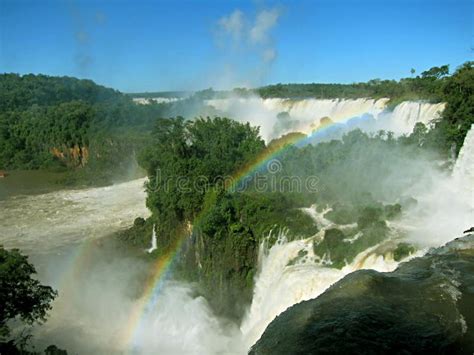 Rainbow At Iguazu Falls In Argentina Stock Photo Image Of Fall
