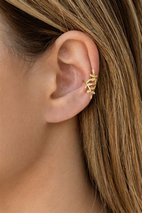 Leaf Shaped Conch Ear Cuff Earrings Etsy Ear Cuff Ear Cuff Earings