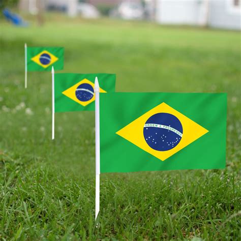 Anley Brazil Mini Flag 12 Pac Hand Held Small Miniature Brazilian Flags