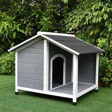 wooden pet dog kennel timber awning house cabin wood log