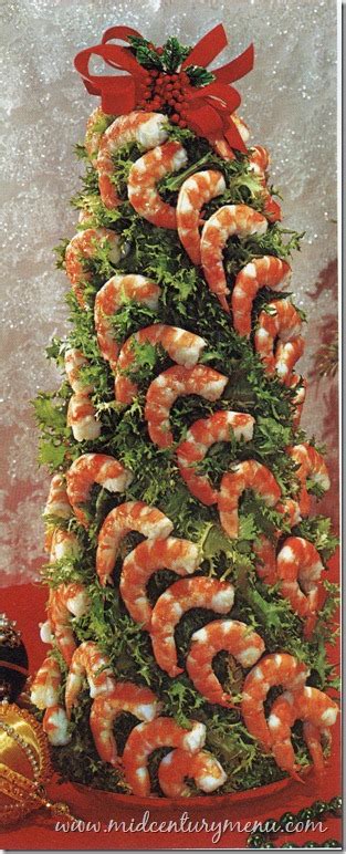 Lay puff pastry pinwheels in the shape of a christmas tree. shrimp cocktail christmas tree