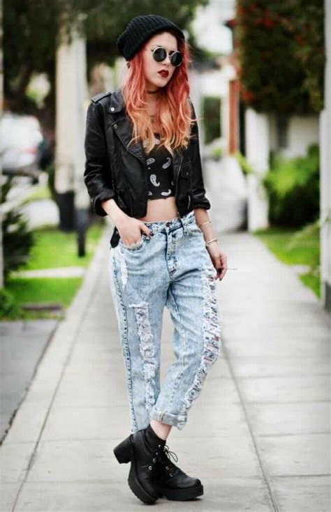Acid Wash Distressed Boyfriend Jeans Grunge Outfits Outfits Casual Hipster Outfits Hipster