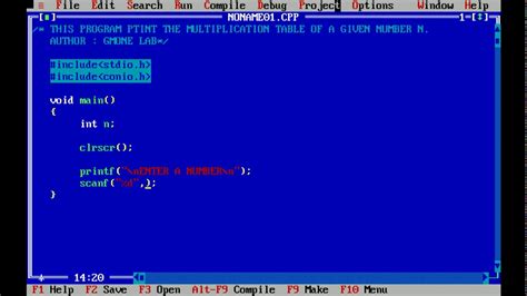 C Program To Print The Multiplication Table Of A Given Number N By Gmone Lab Youtube