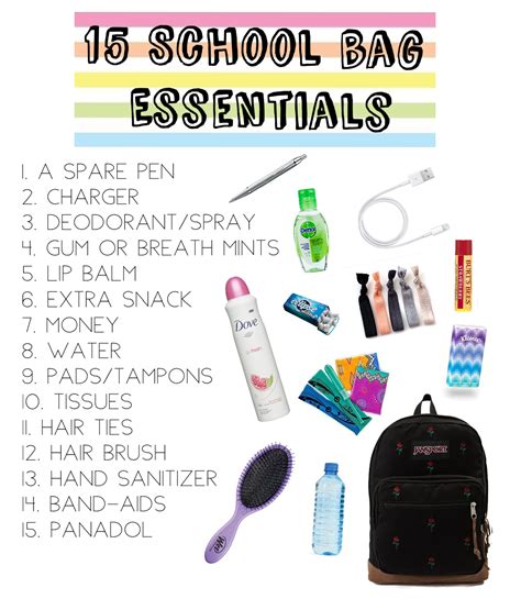 15 School Bag Essentials School Bag Essentials Middle School Essentials School Survival