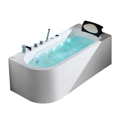1700mm Acrylic Led Waterfall Whirlpool Water Massage Bath With Bath Filler Homary