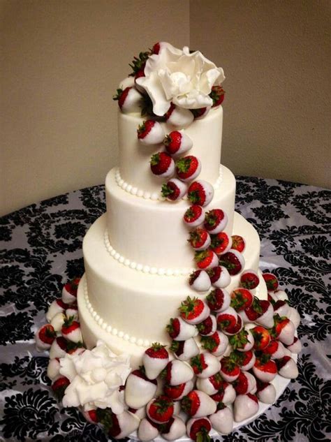White Chocolate Strawberries Wedding Cake Strawberry Wedding Cakes