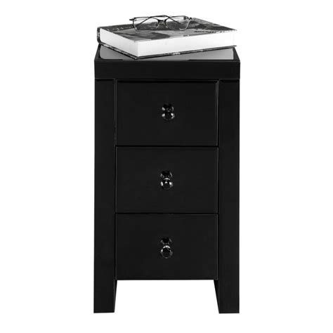 Zimtown Mirrored Glass 3 Drawers Nightstand Bedside End Table Storage