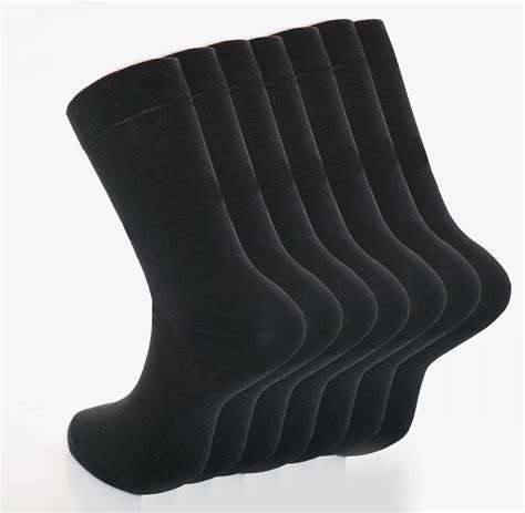 Mens 7pk Plain Black Formal Dress Socks