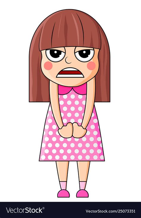 cute cartoon girl with angry emotions royalty free vector