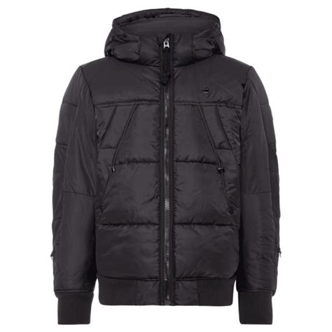 Gstar G Star Whistler Hdd Bomber Quilted Hooded Jacket Black D05991
