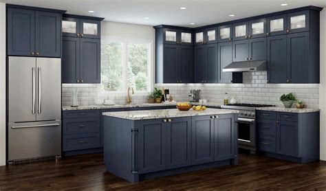 This custom kitchen by mustard architects was designed to show off the homeowner's eclectic dishware collection. All Wood RTA 10X10 Transitional Shaker Kitchen Cabinets in Elegant Blue, Modern | eBay | Shaker ...