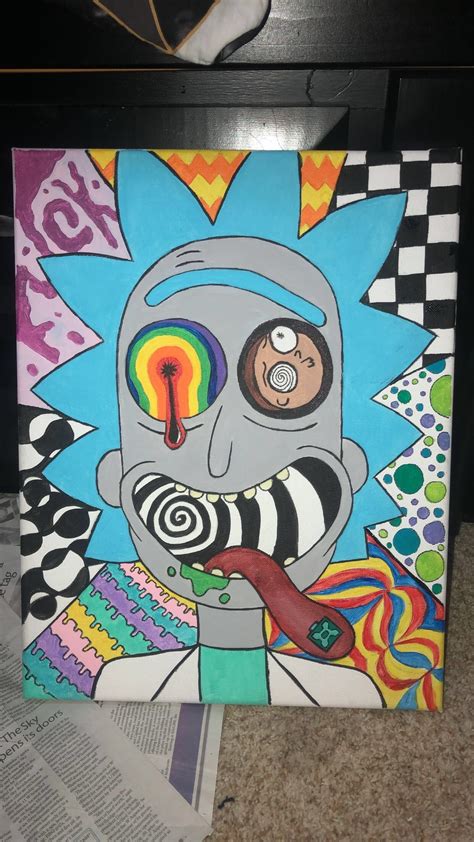 Trippy Rick And Morty Canvas Painting Mini Canvas Art Hippie
