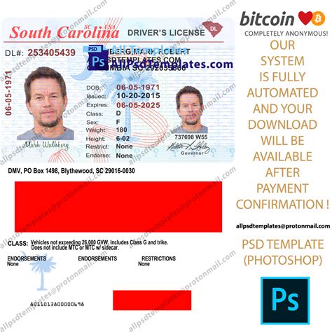 South Carolina Driver License Template All Psd Templates