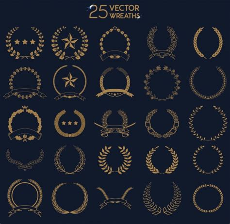 Premium Vector 25 Wreaths Set Of Award Laurel Wreaths And Branches