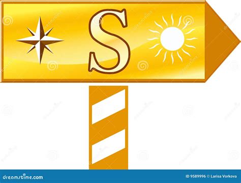 Sign Pointing South Stock Illustration Illustration Of Guide 9589996