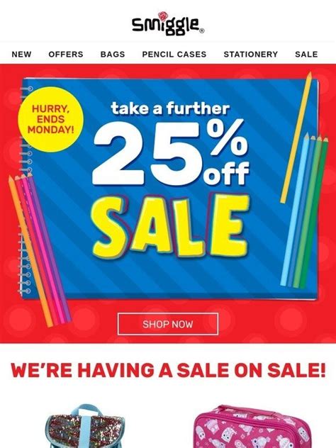 smiggle extra 25 off sale this weekend only milled