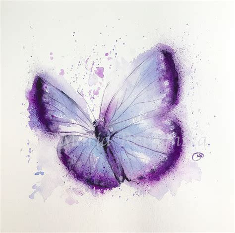 Butterflies In Watercolor Butterfly Art Painting Purple Artwork