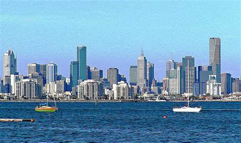 Melbourne's skyline from Port Phillip Bay (x-post from r ...