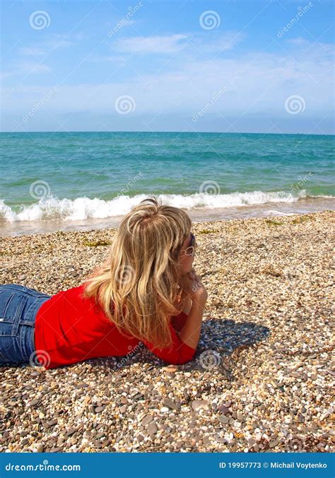 Beautiful Girl Lying On A Beach Stock Image Image Of Lying Vacations 19957773