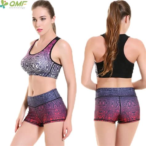 abstract pattern sports bra yoga shorts set rome geometric stripes fitness bras padded suits