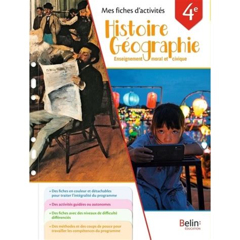 Histoire Geographie Emc 4e Mes Fiches Dactivites Edition 2022 Belin