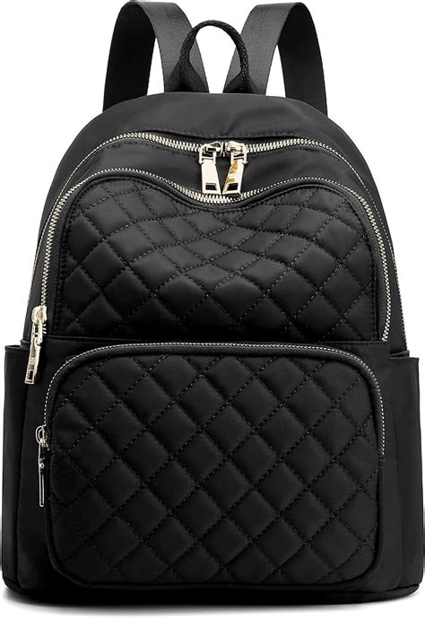Backpack For Women Nylon Travel Backpack Purse Black Small School Bag For Girls Black Quilted