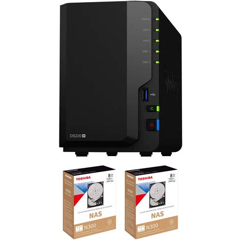 Synology 16tb Diskstation Ds220 2 Bay Nas Enclosure Kit With