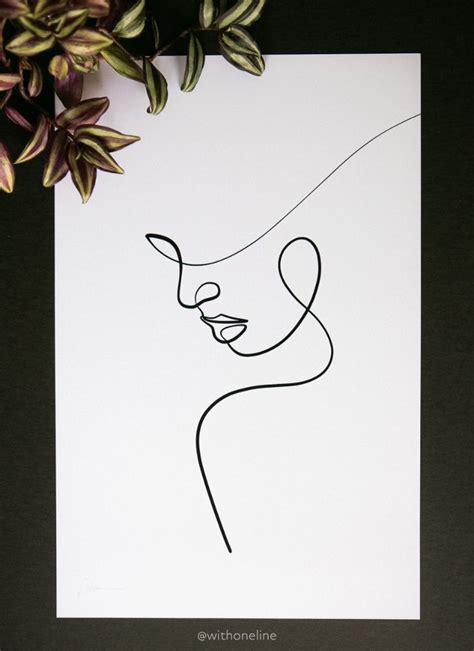 11x17 Woman Minimal Line Art Print Female Line Drawing Hand Signed