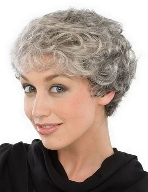 Heat Resistant Synthetic Silver Grey Short Curly Wigs For Old Women