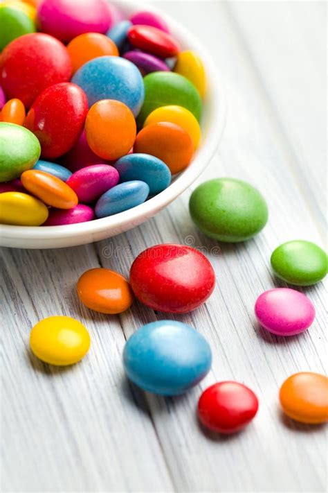 Colored Candy In White Bowl Stock Image Image Of Closeup Dessert