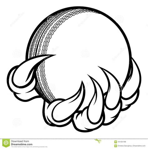 Claw With Cricket Ball Breaking Out Of Background Vector Illustration