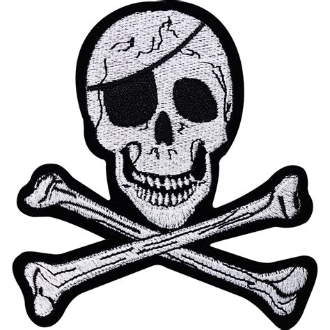 huesos del cráneo grande bordado hierro cosen el parche pirata etsy méxico