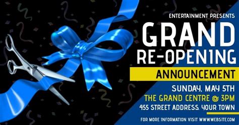 Grand Reopening Grands Announcement Entertaining