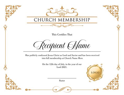 Editable Church Membership Certificate Template Printable Etsy Ireland