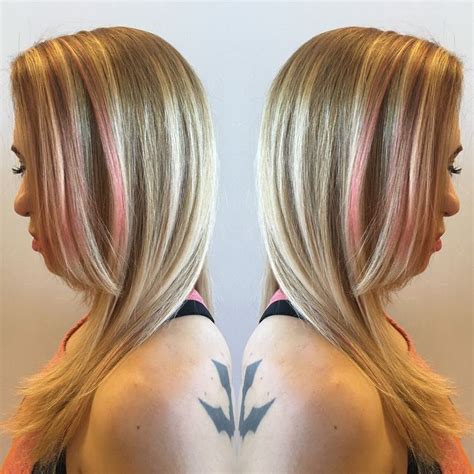 Dimensional Blonde Balayage Highlights With Pops Of Pink By Cassidy Farrar Blonde Balayage