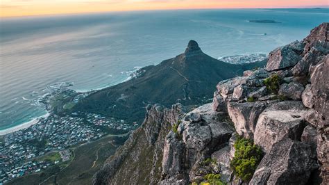 Aerial View Of Lions Head And Cape Town From Table Mountain Western