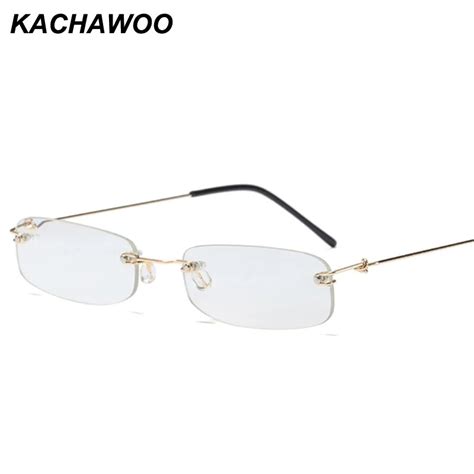 kachawoo small rectangle glasses frame rimless narrow decorative eyeglasses frame for women