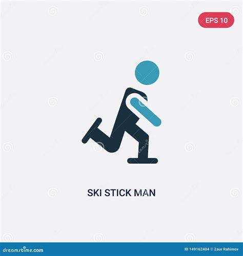 Two Color Ski Stick Man Vector Icon From People Concept Isolated Blue
