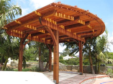 Curved Wooden Shade Cover Over Patio Woods Shop Creative Builders