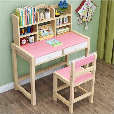 Lingdang Childrens Wooden Combined Study Table Work Table
