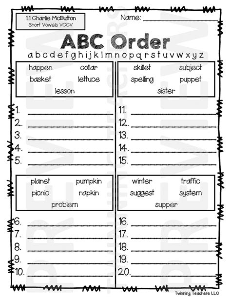 3rd Grade Reading Street Spelling Abc Order Units 1 6 Abc Order
