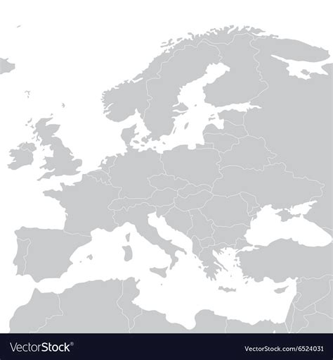 Grey Political Map Europe Royalty Free Vector Image