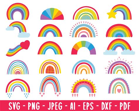 Rainbow Svg Bundle Hand Drawn Rainbow Svg Rainbow Svg File Etsy