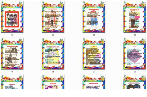 Some of the worksheets displayed are piliin ang titik ng pinakawastong, filipino baitang 2 ikaapat na markahan, edukasyon pantahanan at pangkabuhayan, pagtuturo walang higit na dakilang tungkulin, uri ng mga salita ayon. MGA TULANG PAMBATA IM'S FILIPINO | Daily lesson plan, Lesson plan in filipino, Classroom charts