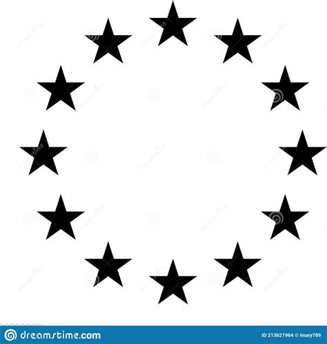 Ten Black Stars In Round Isolated On The White Background Icon Or Logo