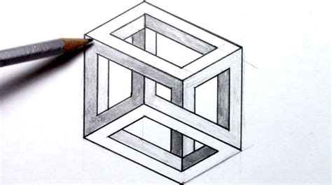 How To Draw An Optical Illusion Escher Cube Optical Illusions Art