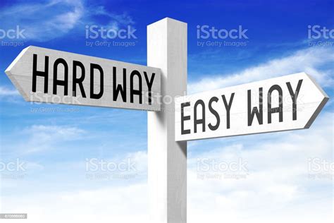 Easy Way Hard Way Wooden Signpost Stock Photo Download Image Now