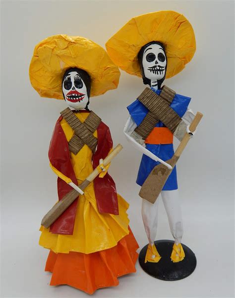 Buy Color Y TradiciÓn Mexican Catrina Doll Paper Mache Skull Figure Day